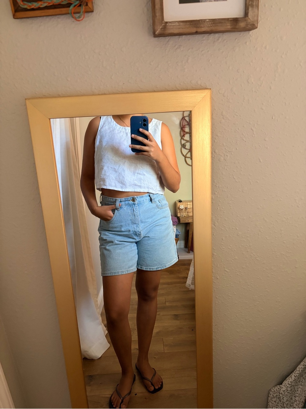 J. Jill White Linen-Blend Cropped Tank